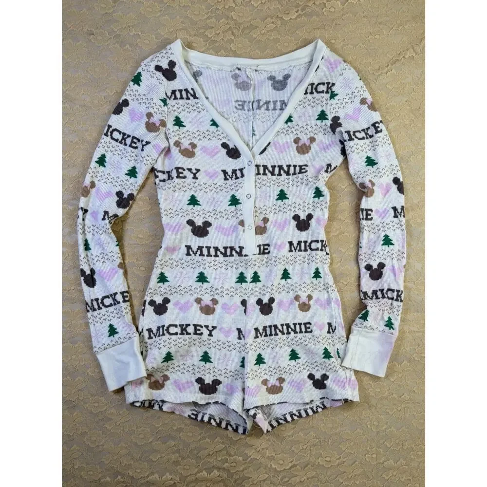 Disney Thermal Henly Romper | Mickey & Minnie Winter PJ Bodysuit - Picture 2 of 6